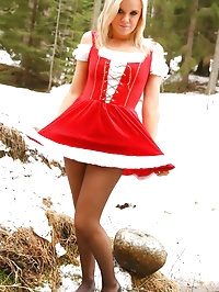 Maria F teases her way out of the gorgeous Christmas dress.