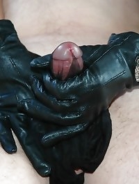 nylon-covered cock gets the glove treatment